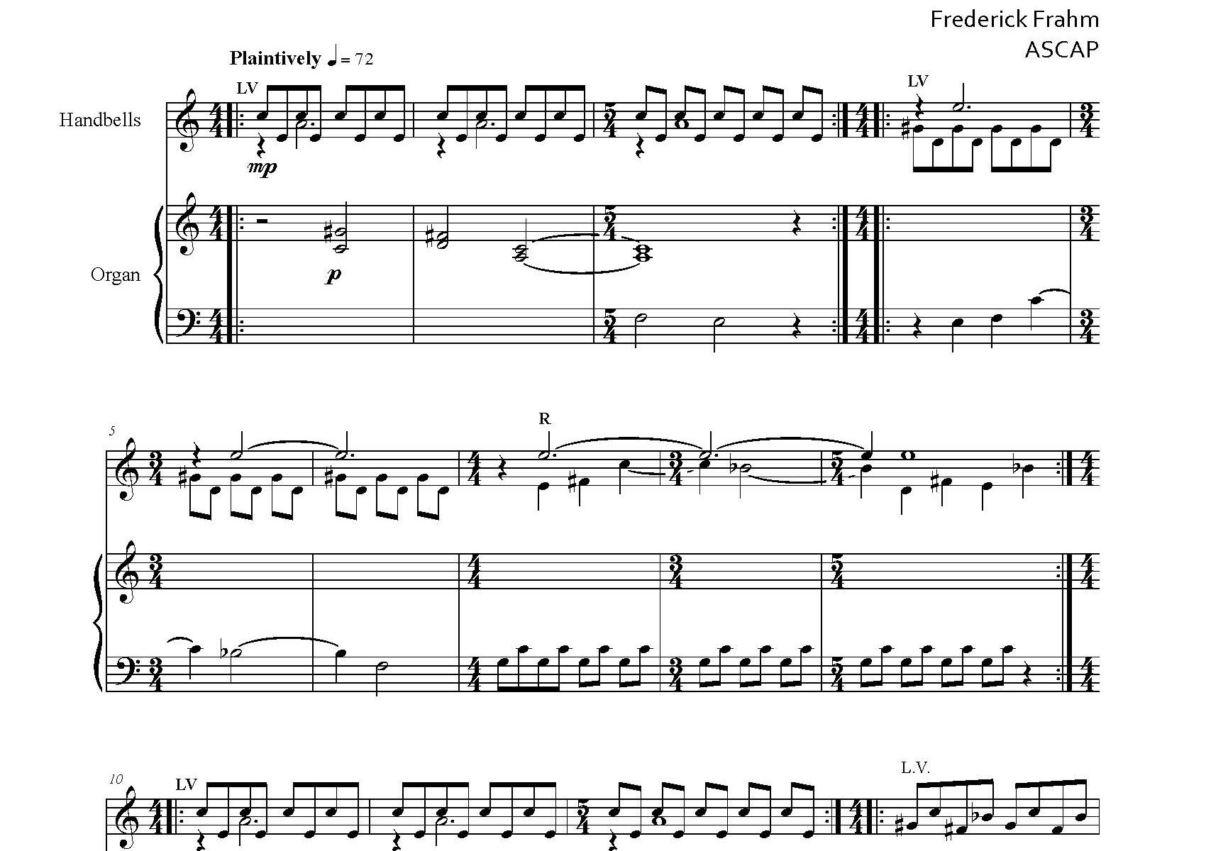 Frahm Six Little Preludes Lent first page